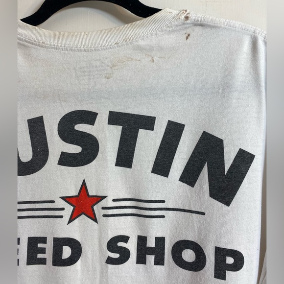 Y2K Austin Speed Shop white T-shirts, distressed men’s L. - Picture 6 of 6